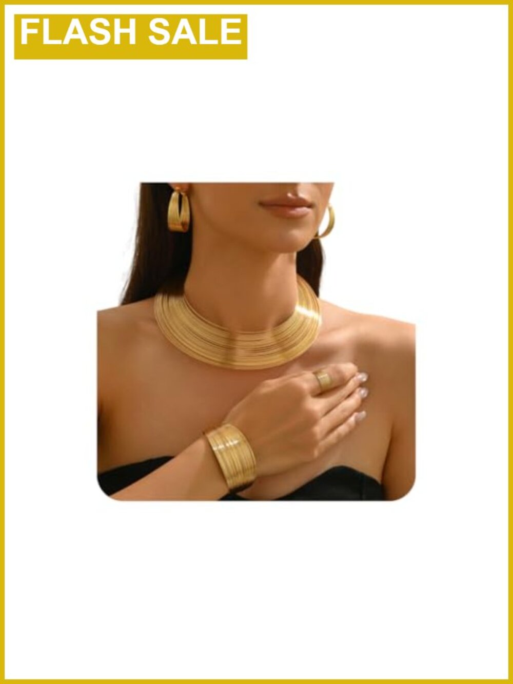 5 Piece Cleopatra Jewelry Set Women Bohemian Chunky Wedding Bridal Gold
